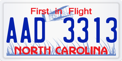 NC license plate AAD3313