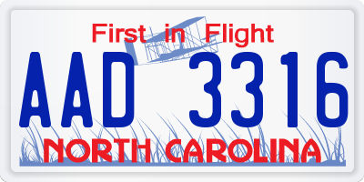 NC license plate AAD3316