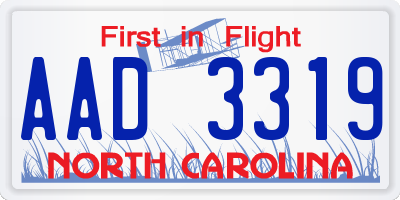 NC license plate AAD3319