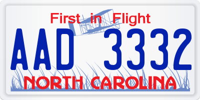 NC license plate AAD3332