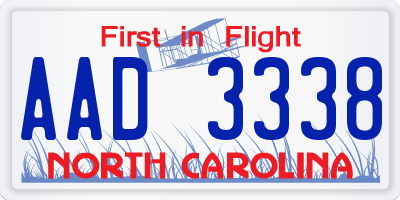 NC license plate AAD3338