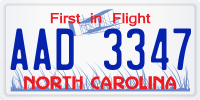 NC license plate AAD3347