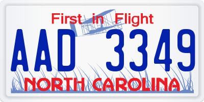 NC license plate AAD3349