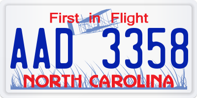 NC license plate AAD3358