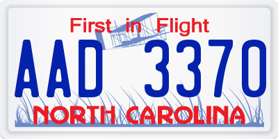 NC license plate AAD3370