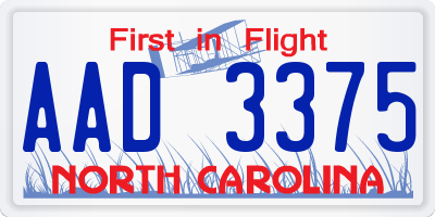 NC license plate AAD3375