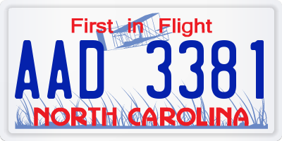 NC license plate AAD3381