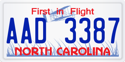 NC license plate AAD3387