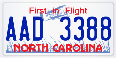 NC license plate AAD3388