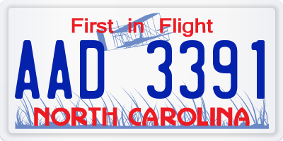 NC license plate AAD3391