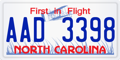 NC license plate AAD3398
