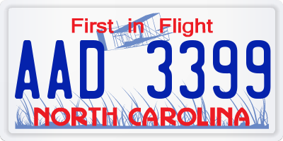 NC license plate AAD3399