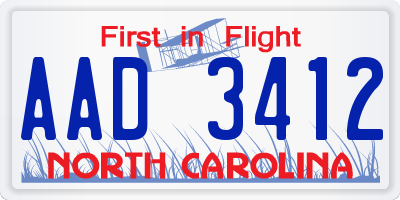 NC license plate AAD3412