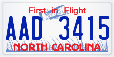 NC license plate AAD3415