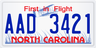 NC license plate AAD3421
