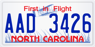 NC license plate AAD3426