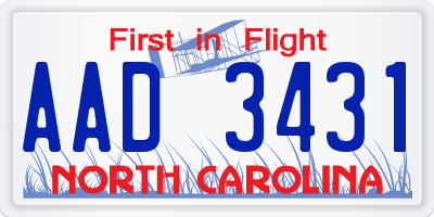 NC license plate AAD3431