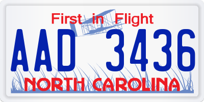 NC license plate AAD3436