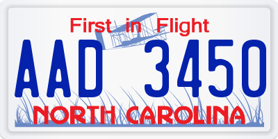 NC license plate AAD3450
