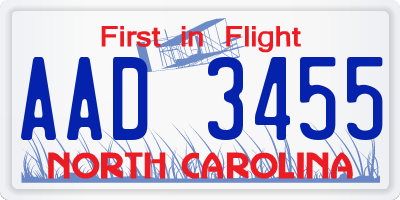 NC license plate AAD3455