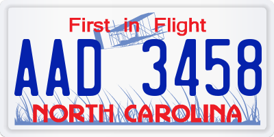 NC license plate AAD3458