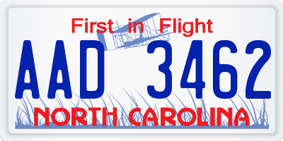 NC license plate AAD3462