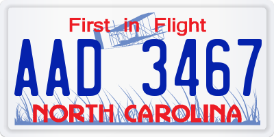 NC license plate AAD3467