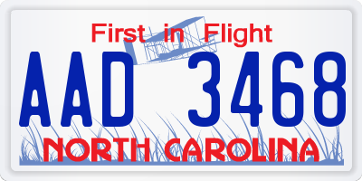 NC license plate AAD3468