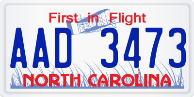 NC license plate AAD3473