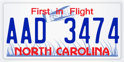 NC license plate AAD3474