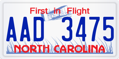 NC license plate AAD3475