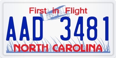 NC license plate AAD3481