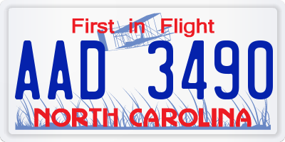 NC license plate AAD3490