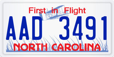 NC license plate AAD3491