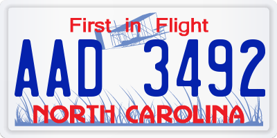 NC license plate AAD3492