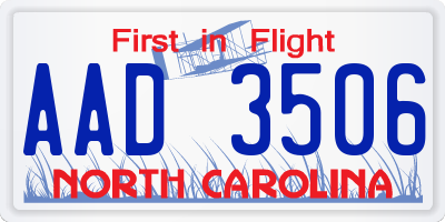 NC license plate AAD3506