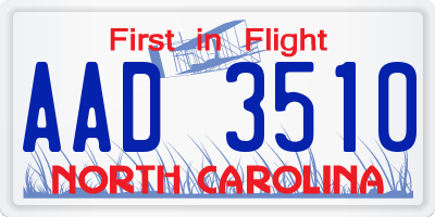 NC license plate AAD3510
