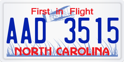 NC license plate AAD3515