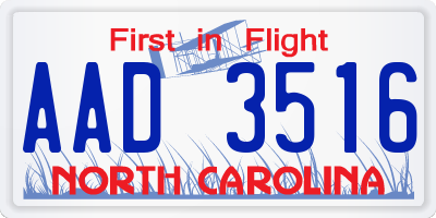 NC license plate AAD3516