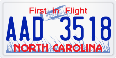 NC license plate AAD3518