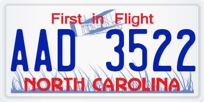 NC license plate AAD3522