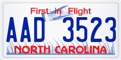 NC license plate AAD3523