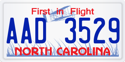 NC license plate AAD3529