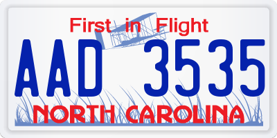 NC license plate AAD3535