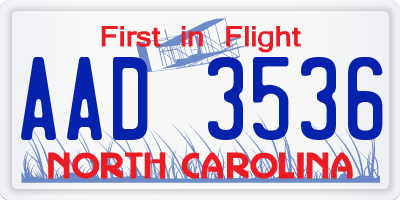 NC license plate AAD3536