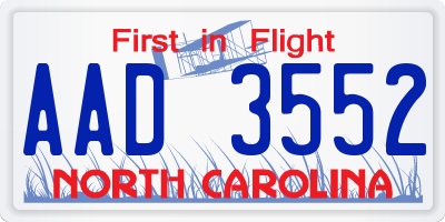 NC license plate AAD3552