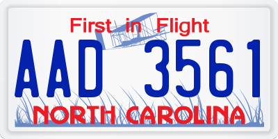 NC license plate AAD3561