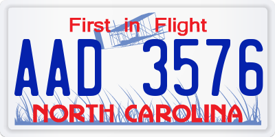 NC license plate AAD3576