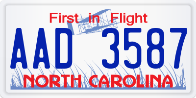 NC license plate AAD3587