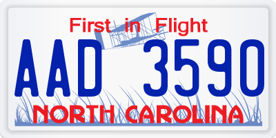 NC license plate AAD3590